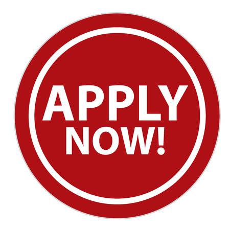 A red circle image that has white lettering that reads 